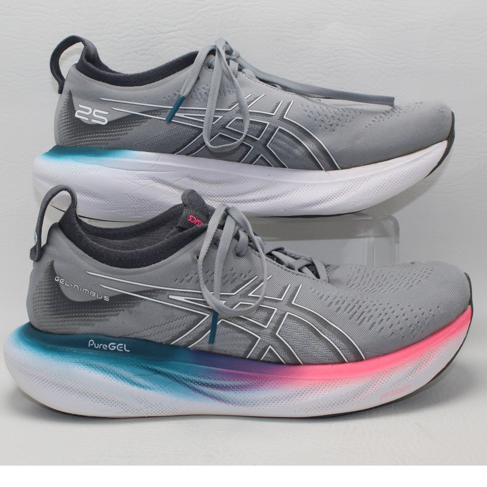 ASICS Gel-Nimbus 25 Womens 9.5 Running Shoes Gray Pink 1012B356 PureGEL Sneakers